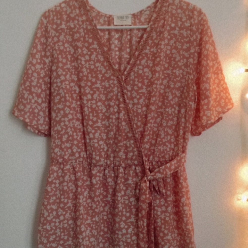 Coral, floral top
